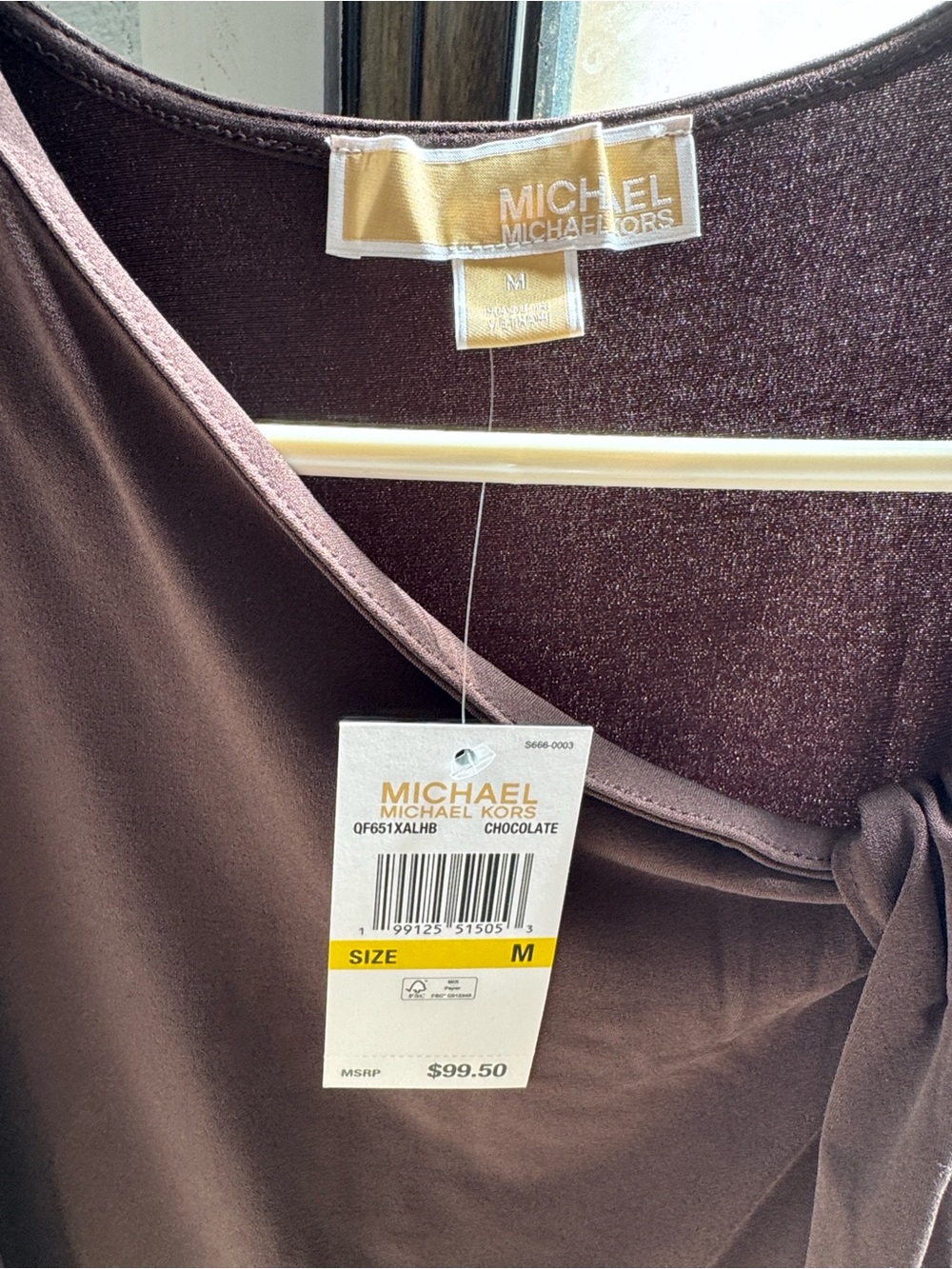 MICHAEL Michael Kors Chocolate Brown Tie-Detail Camisole